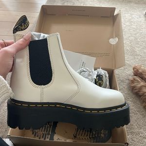 Doc Martens white platform ankle boot